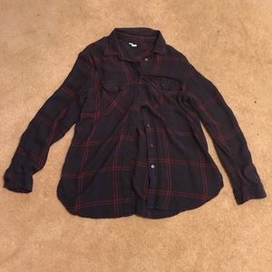 Dark blue plaid flannel