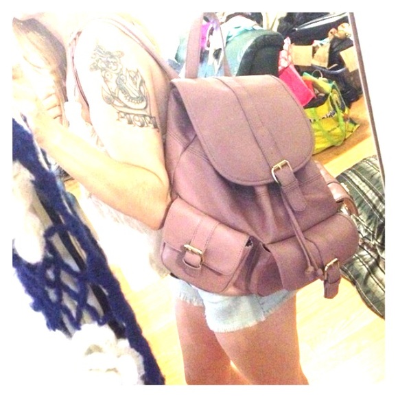 JustFab Faux Lavender Leather Backpack