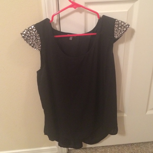 Fun black rhinestone top