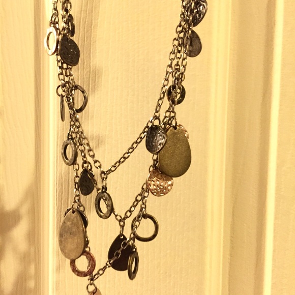Three Level Earthy Tone Long Necklace