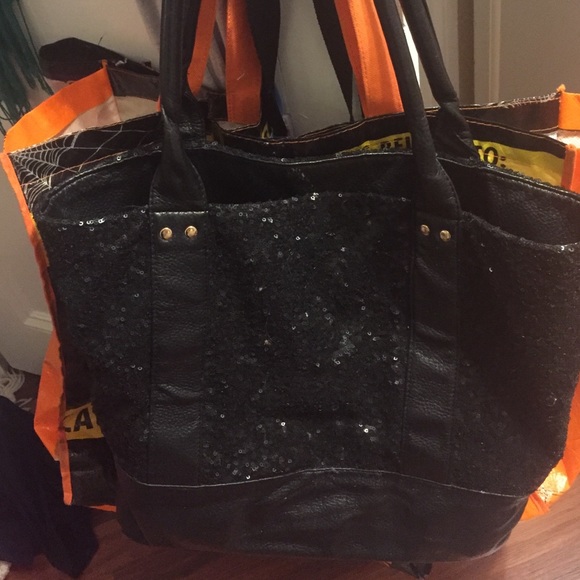 Black sequin tote