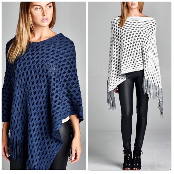 Vivacouture Sweaters - Loose Knit Fringe  Poncho