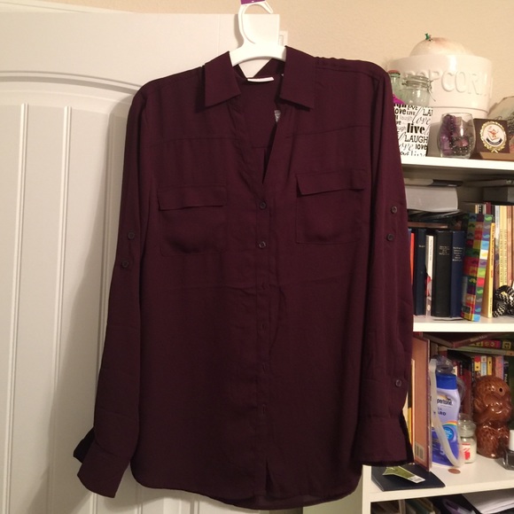 New York & Company Burgundy Blouse