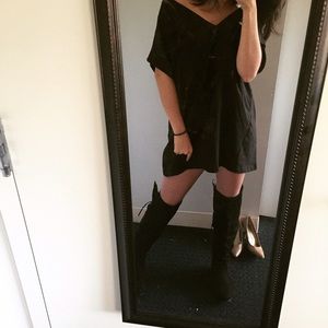 Black Suede Over-the-Knee Boots