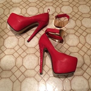 Red platform heels