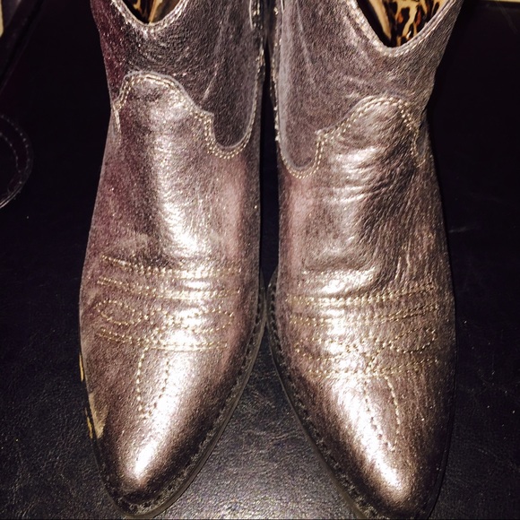 Reba Brazen Pewter Leather Booties