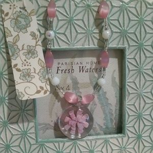 Pink and white handmade necklace