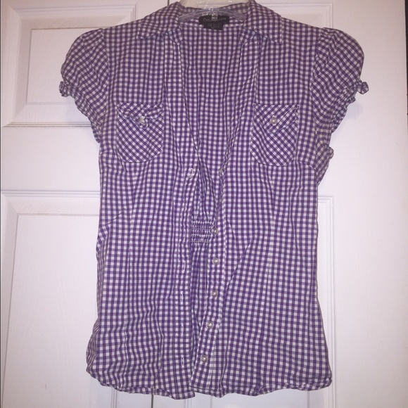 Purple and white button down