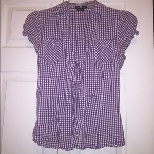 Purple and white button down