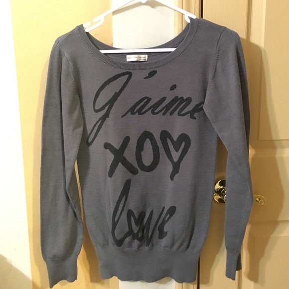Agaci Tops - Gray Sweater "J'aime" "Love"