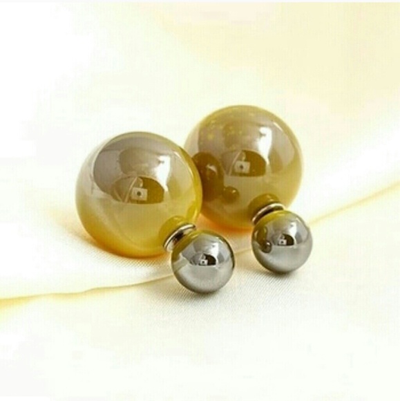 Two Toned Double Sided Earrings Yellow