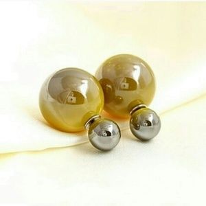 Two Toned Double Sided Earrings Yellow