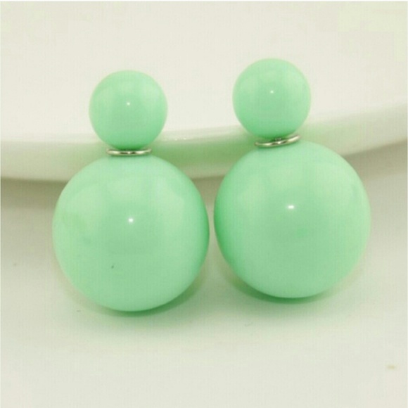 Double Sided Earrings Mint Green