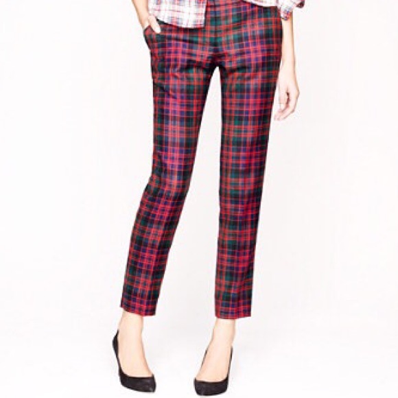 red plaid ankle pants