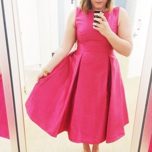 Adrianna Papell Dresses - Hot Pink Full Skirt Midi Dress Adrianna Papell Dresses - Hot Pink Full Skirt Midi Dress