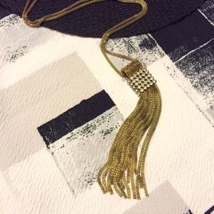 Anthropologie gold tassel necklace