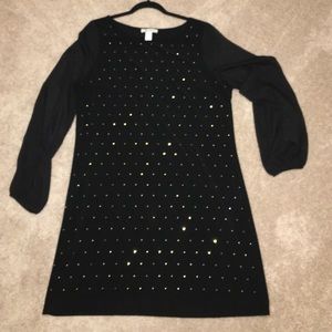 White House Black Market Dress-Black w/gold bling