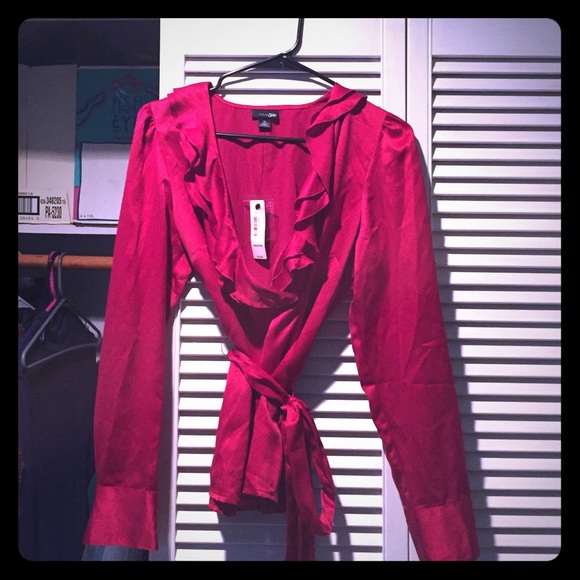 Red Ruffle shirt with belt