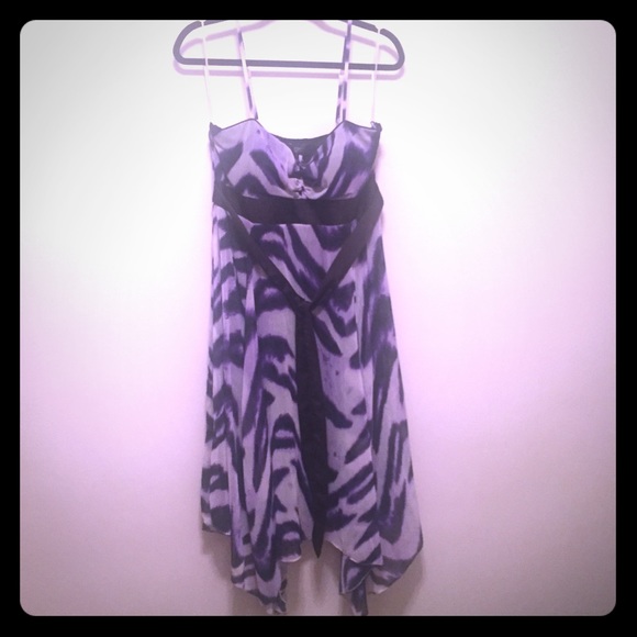 Purple/Ivory Zebra Print Summer Dress. US Size 6