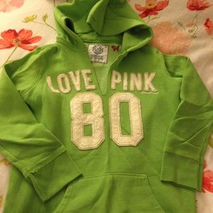 PINK VS lime green hoodie