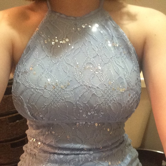 Light blue mermaid style prom dress