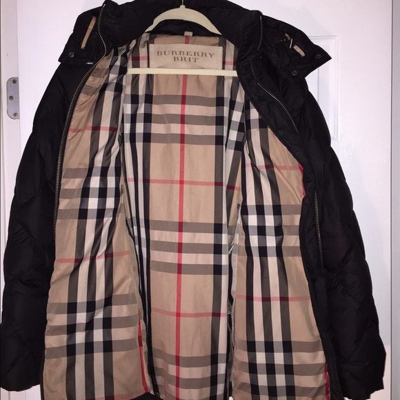 Black Burberry Brit Hooded Puffer Coat
