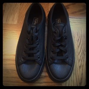 Topshop Women's Black Leather Sneaker