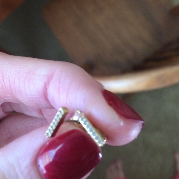 Nadri gold and Crystal bar studs