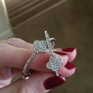 Crystal clover hoop earrings