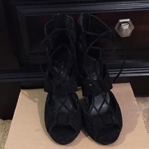 Zara Shoes - Zara black suede caged lace up sandal Zara Shoes - Zara black suede caged lace up sandal