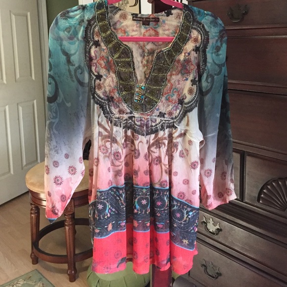 Mushka by Sienna Rose Inc. Tops - Mushka wearable art Boho Blouse- Sm