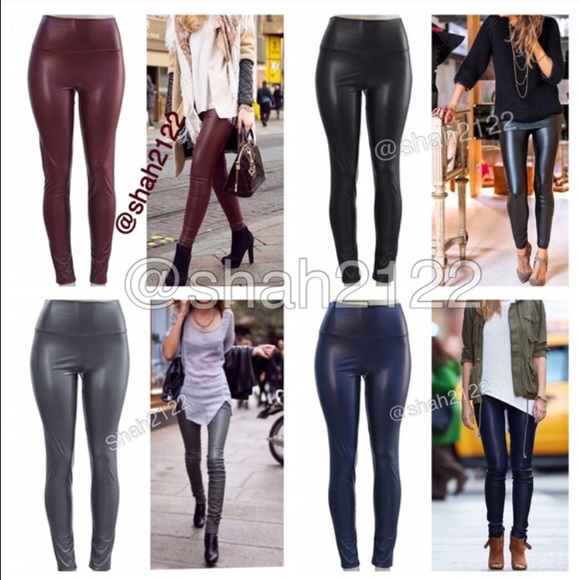 Leather Leggings High Waist LINED Tummy Control - Picture 4 of 4