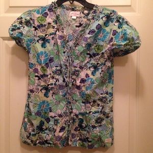 💖Live Sweet Floral Scrub Top💖