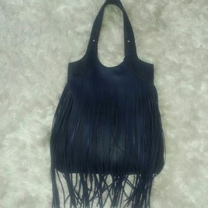 Navy blue fringe bag