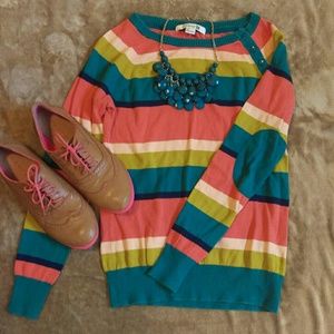 Colorful Sweater with Elbow Patches