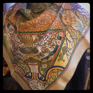 Authentic Hermes "Axis Mundi" Silk Twill Scarf