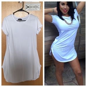 White t-shirt dress with side slits