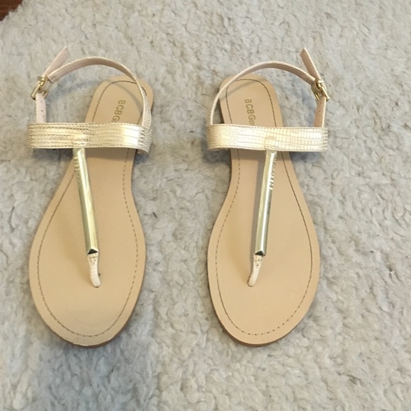 BCBG nude and gold sandals