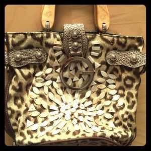 Guess denim top handle bag