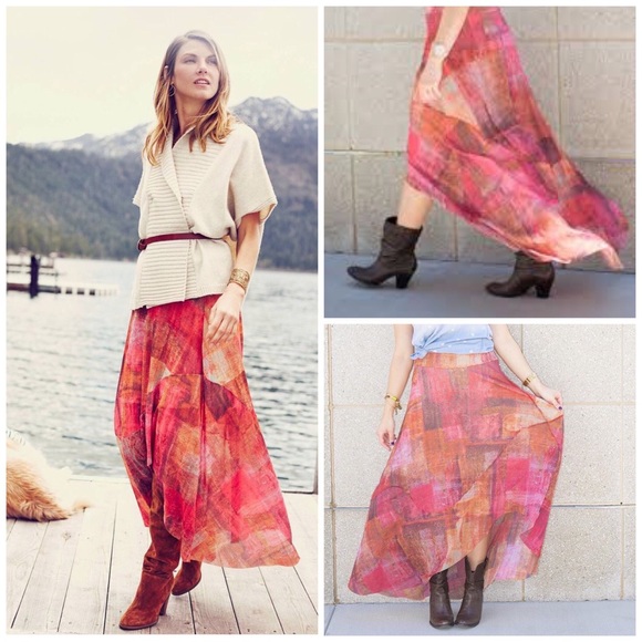 SOLD OUT 🌻Anthropologie Asymmetrical Maxi Skirt - Picture 2 of 4
