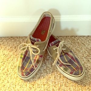 Unique checkered sperry top-siders.