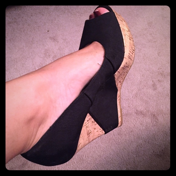 Black platform wedges