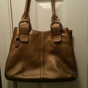 Tignanello Gold Leather Handbag