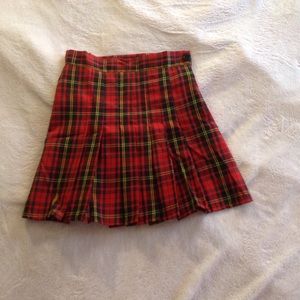 O-Mighty Red Plaid Pleated Tennis Skirt
