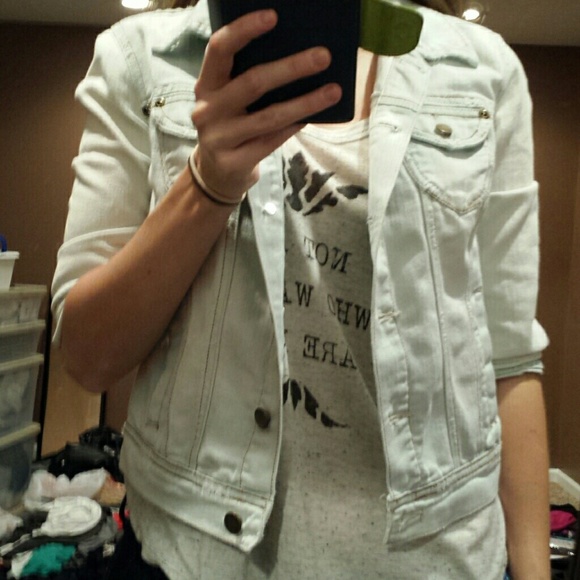 Distressed denim jacket, S