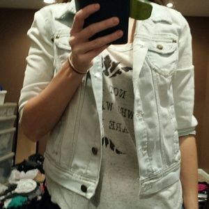 Distressed denim jacket, S