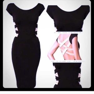 Black dress with beige straps on back