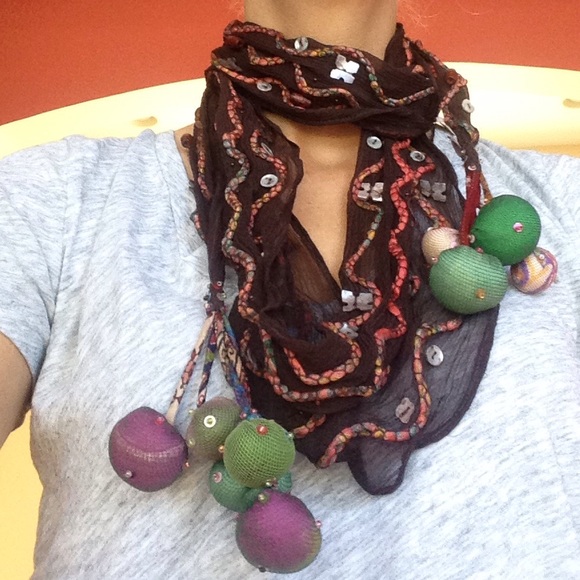 Silk Embellished Scarf