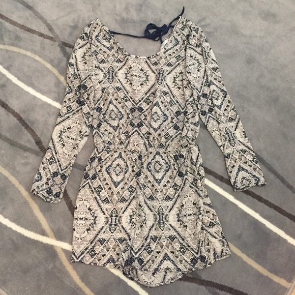 Open- back Printed Romper