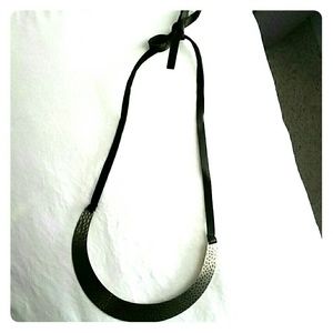 Lafayette 148 silver /black tie necklace